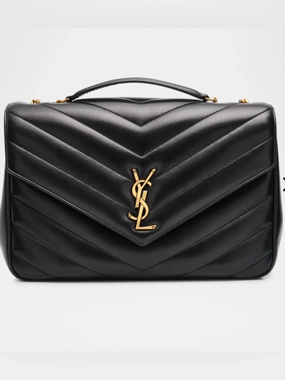 Yves Saint Laurent Black Quilted Leather Shoulder Bag with Gold YSL - Picture 1 of 10